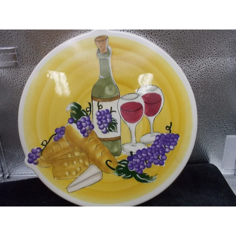 Sonoma Life Style Bordeaux Cafe Ceramic Wine Grapes Cheese Trivet Platter 8in